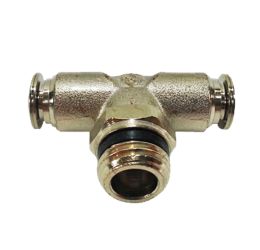 1/4 Coupling Tee x 1/4 MPT Lock Rated for 1500PSI Nickel Plated Brass used in our misting pumps.