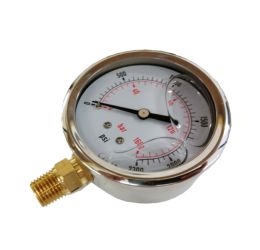 Pressure Gauge for mist pump used to measure the pressure of fluid, liquid in various industries  for accurate misting system pump performance monitoring.