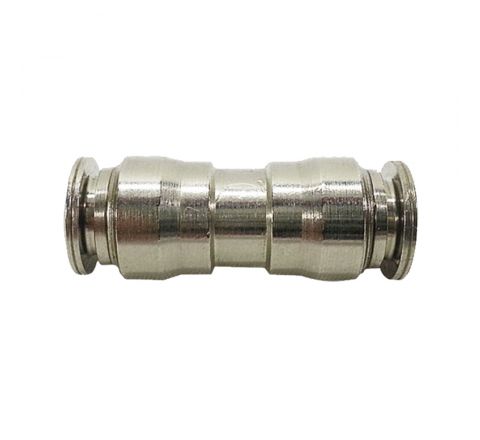 1/4 Coupling Tee - Push Lock Rated for 1500PSI Nickel Plated Brass used for our misting system to unit two mist lines. Can bused with Low, Mid, And High-Pressure Systems.