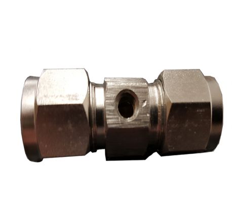  3/8 Inch - Compression Tee with 10/24 Nozzle Thread - Stainless Steel 