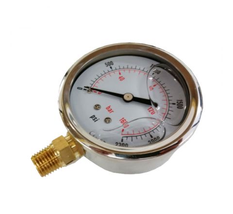 Pressure Gauge for mist pump used to measure the pressure of fluid, liquid in various industries  for accurate misting system pump performance monitoring.