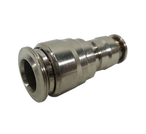 Tube Reducer 3/8 x 1/4 Push Lock Nickel Plated Brass 1500PSI Rated used to convert 3/8'' tube to 1/4'' and vice versa. Push Lock End connections.